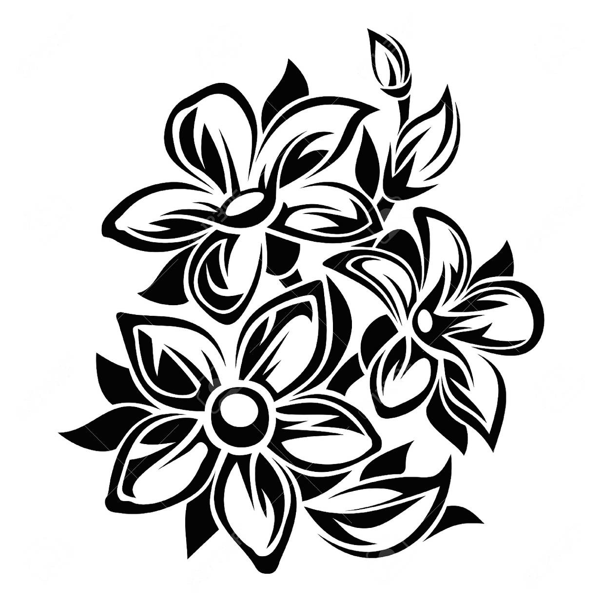 gambar bunga hitam putih3