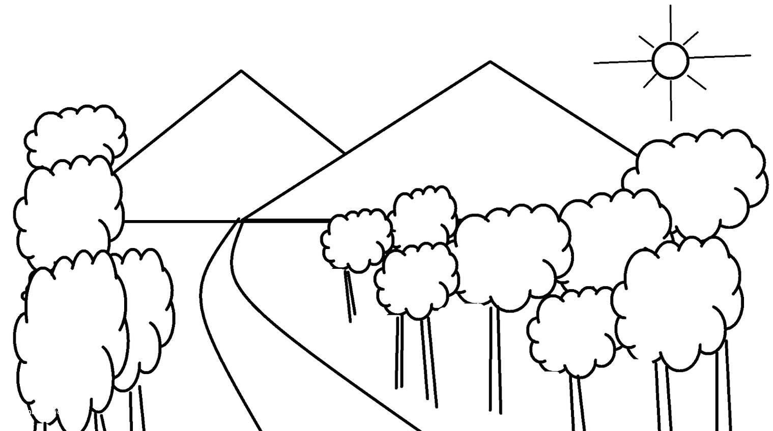  Sketsa  Gambar  Pemandangan Gunung Harian Nusantara