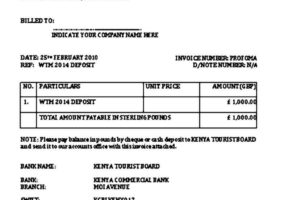 Deposit Invoice Template Sample