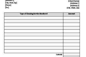Printable Cleaning Invoice Templates