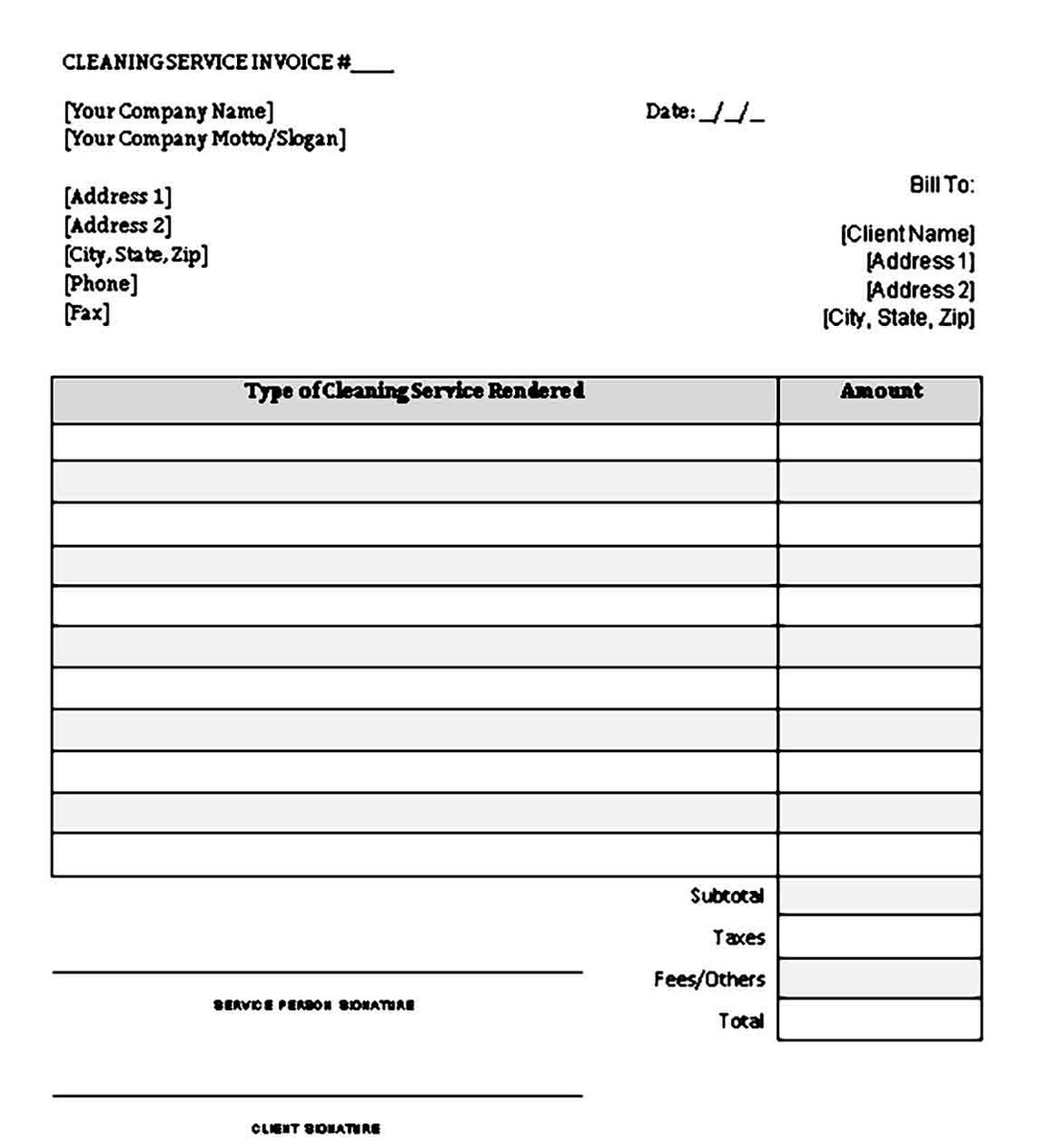 commercial cleaning invoice template