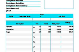 Event Planner Invoice Printable