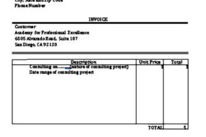 Sample Consultant Invoice