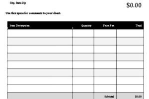 Printable Carpenter Invoice Template