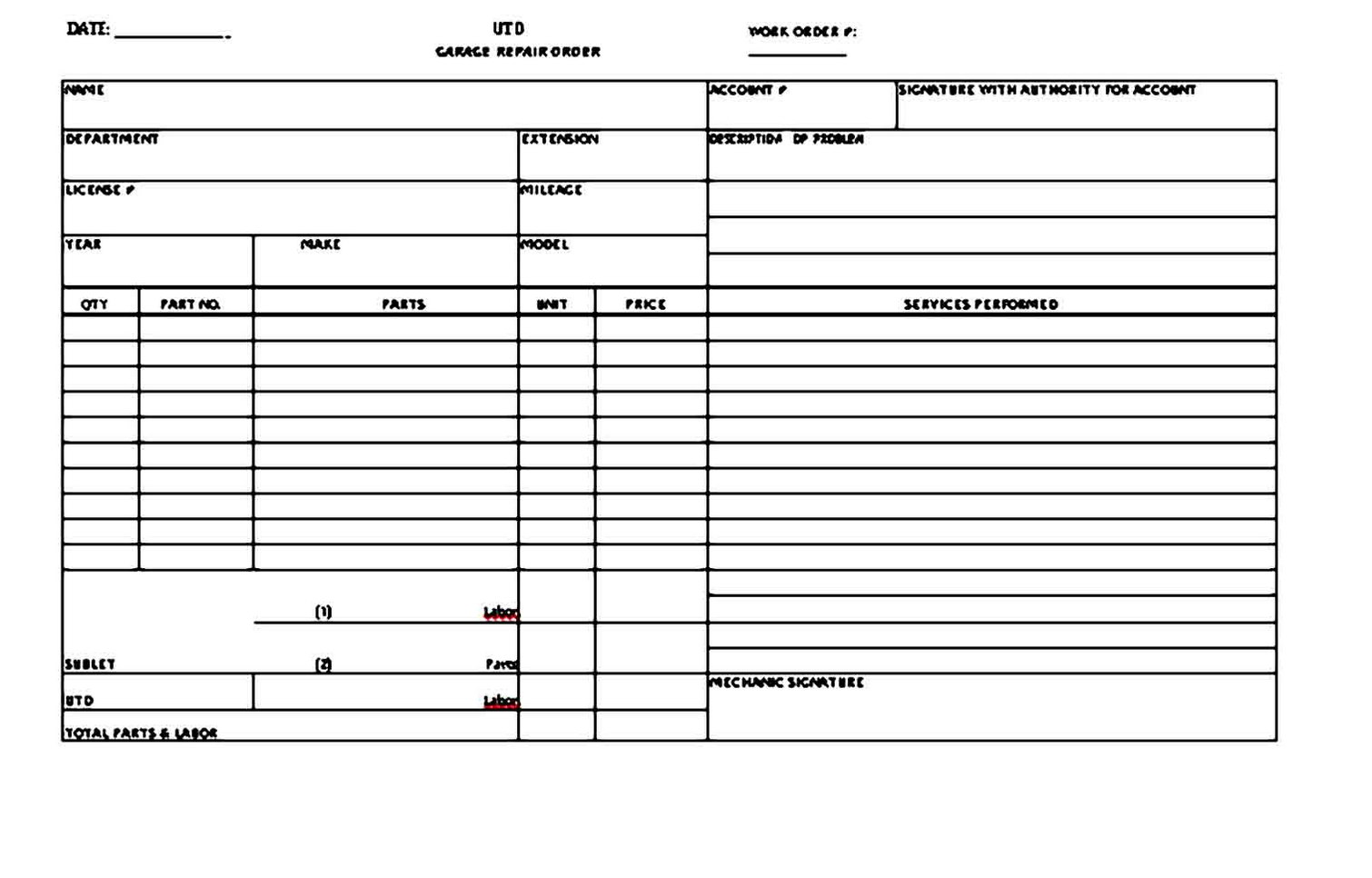 printable auto repair invoice harian nusantara